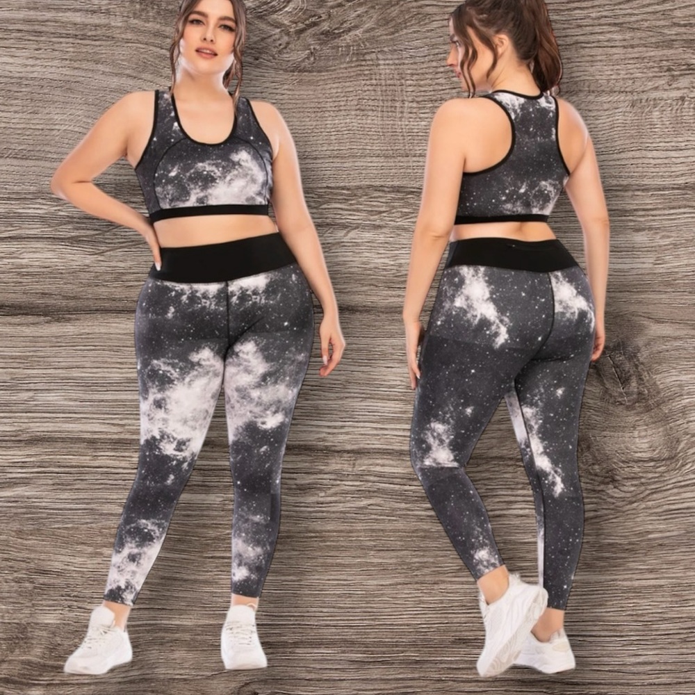 2piece plus size galaxy activewear set